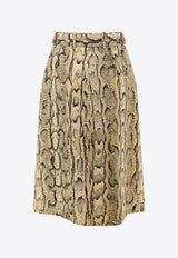 Dries Van Noten Snakeskin Print Belted Skirt Beige 2510108091417_103_Beige_30897574
