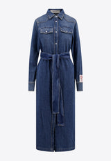 Golden Goose DB Logo Patch Denim Midi Shirt Dress Blue GWP00714P000624_50100_Blue_29857098