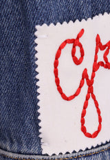 Golden Goose DB Logo Patch Denim Midi Shirt Dress Blue GWP00714P000624_50100_Blue_29857098