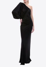 Saint Laurent Draped One-Shoulder Maxi Dress Black 736714Y7F98_1000_Black_29850665