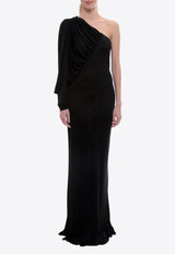 Saint Laurent Draped One-Shoulder Maxi Dress Black 736714Y7F98_1000_Black_29850665