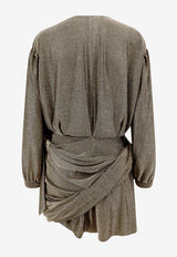 Balenciaga V-neck Draped Mini Dress Gold 772748TPV27_1075_Golden_29848268