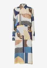 Fendi Patchwork Long-Sleeved Midi Dress FDD374AUQMF1SAT_OCEAN-25_29851254