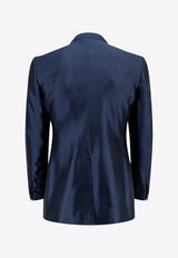 Dolce & Gabbana Double-Breasted Silk Blazer Blue