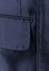 Dolce & Gabbana Double-Breasted Silk Blazer Blue