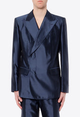 Double-Breasted Silk Blazer