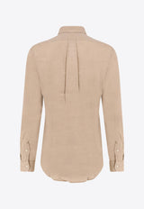 Polo Ralph Lauren Logo Button-Up Linen Shirt Beige 710968915_003_Green_30897665