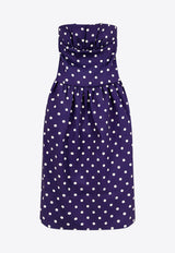 Self-Portrait Polka Dot Strapless Satin Midi Dress SS25092MN_NAVY_Blue_30897913