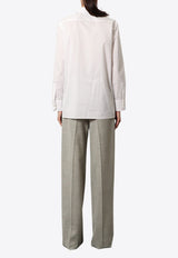 Saint Laurent Long-Sleeved Shirt with Embroidered-Cassandre 835520Y3D30_9601_White_30553025