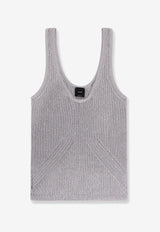 PINKO U-Neck Ribbed Top Gray 105148A2LO_I12_Grey_29846875