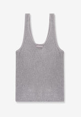 PINKO U-Neck Ribbed Top Gray 105148A2LO_I12_Grey_29846875