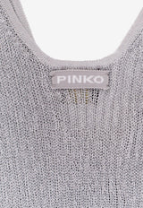 PINKO U-Neck Ribbed Top Gray 105148A2LO_I12_Grey_29846875
