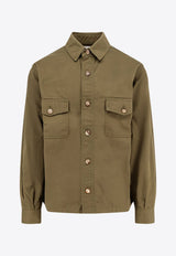 Saint Laurent Long-Sleeved Oversized Shirt 816396Y03JC_3007_Green_29854096