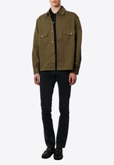 Saint Laurent Long-Sleeved Oversized Shirt 816396Y03JC_3007_Green_29854096