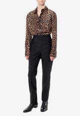 Saint Laurent Wool-Blend Tailored Pants with Pressed-Crease 774421Y6D38_1000_Black_29854387