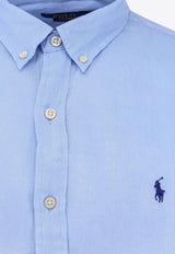 Polo Ralph Lauren Logo Button-Up Linen Shirt Light Blue 710968915_008_Clear Blue_30897865