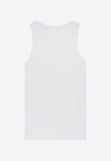 Saint Laurent Ribbed Tank Top with Embroidered-Monogram 824583YB2MH_9000_White_30549854