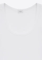 Saint Laurent Ribbed Tank Top with Embroidered-Monogram 824583YB2MH_9000_White_30549854