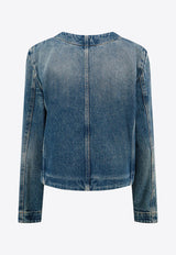 Givenchy Chain-Embellished Button-Up Denim Jacket BW00NB5Y9N_420_Blue_29848250