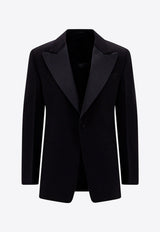 Ferragamo Single-Breasted Tuxedo Blazer Black 142202761935_NERO_Black_29845354