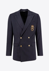 Dolce & Gabbana Double-Breasted Wool Blazer Blue