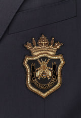 Dolce & Gabbana Double-Breasted Wool Blazer Blue