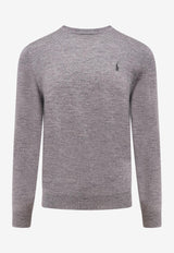 Polo Ralph Lauren Logo Embroidered Wool Sweater Gray 710946143_002_Grey_29846134
