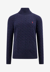 Polo Ralph Lauren Cable Knit Turtleneck Logo Sweater Blue 710876836_005_Blue_29844063