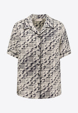 Tory Burch T Monogram Print Short-Sleeved Shirt 167742_113_Black_29848914