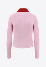 Self-Portrait Wool Cardigan with Contrasting-Collar Pink PF25097CPPINK_Pink_29842247