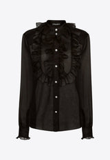 Dolce & Gabbana Organza Ruffles Long-Sleeved Shirt Black F5S10TFU1BU_N0000_Black_29845214