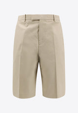 Ferragamo Logo-Embossed Bermuda Shorts Beige