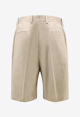 Ferragamo Logo-Embossed Bermuda Shorts Beige