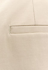 Ferragamo Logo-Embossed Bermuda Shorts Beige