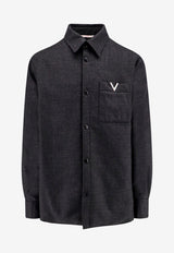 Valentino Metal V Long-Sleeved Shirt Gray 5V3CIO068JB_372_Grey_29845221
