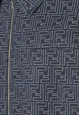 Fendi FF Jacquard Zip-Up Denim Jacket Blue FW1324AUX4F0BUZ_Blue_29851203