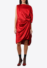 Dries Van Noten One-Shoulder Knotted Silk Dress Red 2510110531032_352_Red_29847512