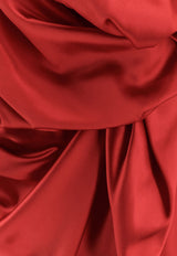Dries Van Noten One-Shoulder Knotted Silk Dress Red 2510110531032_352_Red_29847512