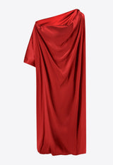 Dries Van Noten One-Shoulder Knotted Silk Dress Red 2510110531032_352_Red_29847512