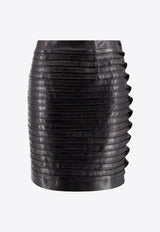 Versace Leather Pleated Mini Skirt Black 10169901A12300_1B000_Black_29841825