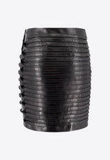 Versace Leather Pleated Mini Skirt Black 10169901A12300_1B000_Black_29841825
