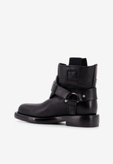 Burberry Leather Ankle Boots with Buckled-Strap Black 8101287_A1189_Black_29847401