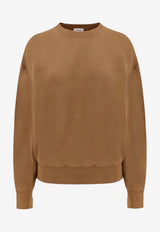 Saint Laurent Logo Tag Crewneck Sweatshirt Brown 807761Y36SV_2298_Brown_29850075