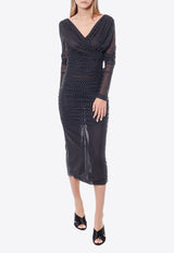 Dolce & Gabbana Polka Dot Draped Midi Dress Black F6JIYTFSRP1_HN56W_Black_29845333