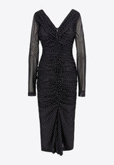 Dolce & Gabbana Polka Dot Draped Midi Dress Black F6JIYTFSRP1_HN56W_Black_29845333