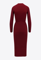 Self-Portrait Viscose Long-Sleeved Midi Dress Burgundy PF25080MBUBURGUNDY_Purple_29844328