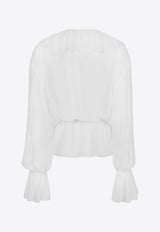 Dolce & Gabbana Sheer Silk Ruffled Blouse White F79FGTFU1AT_W0800_White_29845789