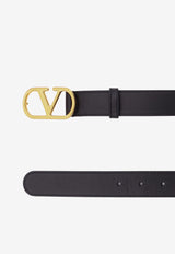 Valentino VLogo Signature Belt in Shiny Calfskin Black 7W2T0SM3IYR0NO_Black_29842430