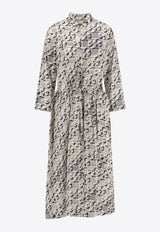 Tory Burch Pixelated Logo Print Silk Twill Midi Dress Beige 169073_113_Black_29842496