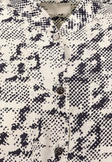 Tory Burch Pixelated Logo Print Silk Twill Midi Dress Beige 169073_113_Black_29842496